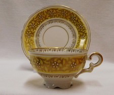 Mitterteich Bavaria Miniature Demitasse Cup and Saucer, Dark Blue Gold and White with Concentric Circle Motif, Footed — listing 4