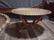 Vintage Brass Tray-Top Butler's Table with Queen Anne Cabriole Legs