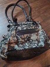 Kathy Van Zeeland Brown Suede & Patent Leather Crown Logo Satchel Handbag — listing 4