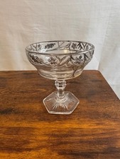 Vintage Pressed Glass Round Serving Plate with Embossed Fruit Motif and Sawtooth Rim — listing 2
