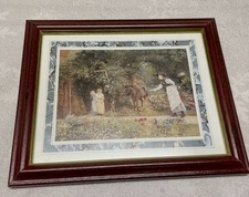 Framed Reproduction Print of Bouguereau-Style Painting 'First Whispers of Love' in Ornate Gold Frame