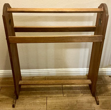 Wooden Floor-Standing Quilt Rack / Blanket Drying Rack with Aluminum Rails — listing 2