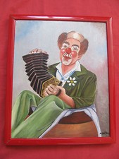 Original Oil Painting Portrait of an Elderly Accordion Player, Signed — listing 3