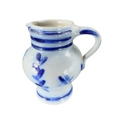 Vintage German Salt-Glazed Stoneware 1 Liter Beer Mug, Bavaria Brau Hof Bayern, Cobalt Bavaria Figure Transfer — listing 6