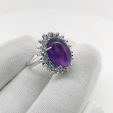 925 Sterling Silver Artisan Cuff Bracelet with Amethyst, 6.9", 30g — listing 4