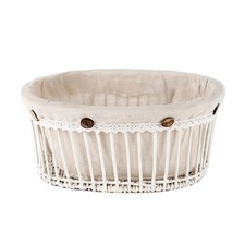 wicker basket liner White Wicker Storage Basket with Pink Floral Fabric Liner — listing 5
