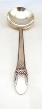 Rogers Silver Plated Soup Spoon, Ornate Beaded & Foliate Handle, Monogrammed 'W', 9 inch — listing 6
