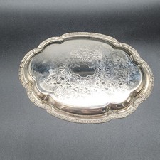 Vintage Silver Plated Chippendale-Style Small Oval Serving Tray, 10 x 6 in — listing 6