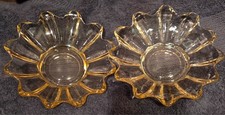 Vintage Amber Ruffled Crimped-Edge Glass Bowl — listing 5