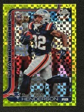 2025 Topps Chrome TreVeyon Henderson RC Green Refractor /175 New England Patriots, listing 6