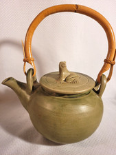 Vintage Japanese Celadon Green Teapot with Hand-Painted Cherry Blossom / Plum Blossom Design — listing 4