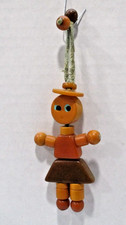 Tykie Toy Bakelite Beaded Jointed Clown Figure Pull Toy
