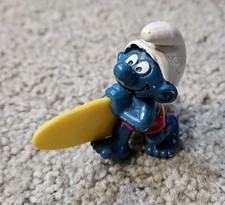 Vintage Surfer Smurf PVC Figurine with Yellow Surfboard — listing 4