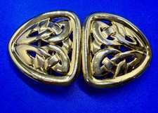 Yellow Gold-Tone Buckle / Knot Motif Wide Band Ring — listing 6
