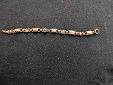 Rhinestone Marquise Blue Crystal Tennis Bracelet with Halo Setting — listing 5