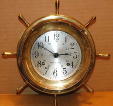 Nautical Ship's Wheel Wall Clock with Brass Porthole Dial — listing 4