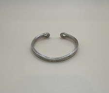 Silver Hook and Eye Bangle Bracelet with Wire-Wrapped Detail