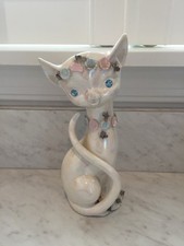 Vintage Ceramic Calico Kitten Figurine with Big Blue Eyes — listing 4