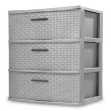Sterilite 3-Drawer Wicker-Weave Wide Storage Tower Set (Pair) — listing 3
