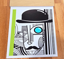 Pop Art Print of Stylized Red Face on Blue and Yellow Ground — listing 2