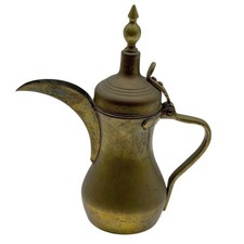 Vintage Middle Eastern Hand-Engraved Brass Dallah Coffee Pot / Ewer with Domed Lid — listing 4