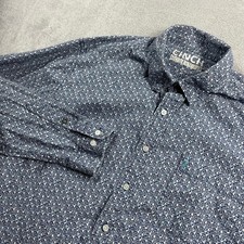 Cinch Modern Fit Men's Long Sleeve Button-Up Shirt, Geometric Diamond Print, Size M — listing 6