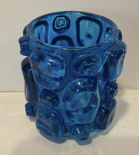 Cobalt Blue Bubble-Ball Stem Water Goblet, 6.5" Tall