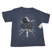 Star Wars Boys' Short-Sleeve Button-Up Chambray Shirt with All-Over Character Print — listing 4