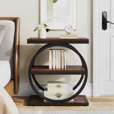 Painted Wood Single-Drawer Side Table with Turned Legs and Lower Shelf — listing 5