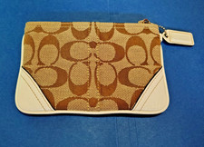 Coach Signature Jacquard Wristlet Wallet with Strap, Black and Khaki, listing 2
