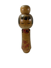 Pair of Japanese Kokeshi Doll Heads / Turned Wood Lidded Bowls with Hand-Painted Floral Decoration, Artist-Signed — listing 4