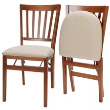 Stakmore Folding Side Chair with Green Vinyl Upholstery, Spanish Revival Style — listing 2