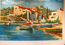 Framed Coastal Village Art Print "The Fisherman's Retreat" - Pencil-Signed and Titled — listing 3