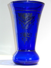 Cobalt Blue Silver Overlay Cordial/Liqueur Set - Decanter, 8 Cordials & Tray — listing 6