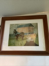 Framed Watercolor Print of Rustic Barn in Rustic Wood Frame, listing 3