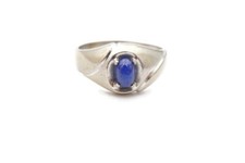 Vintage 10K White Gold Men's Ring with Blue Sapphire Cabochon and Diamond Accents Something else / can't tell — listing 3