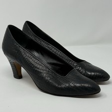 Vintage Neiman Marcus Gray Kid Leather Kitten Heel Pumps, Size 9.5 B — listing 2