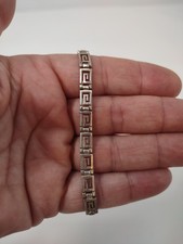 Sterling Silver Greek Key Hoop Chandelier Earrings with Purple Bead & Dangle Fringe — listing 5