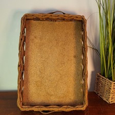 Vintage Wicker Casserole Carrier Caddy with Black Metal Handle Frame, 10.5 x 14.75 in — listing 6