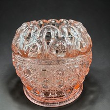 Vintage Pink Depression Glass Covered Candy Dish, Floral Pattern with Square Lid — listing 3
