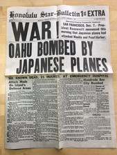 Honolulu Star-Bulletin 1st Extra 'WAR! OAHU BOMBED' December 7, 1941 Pearl Harbor Newspaper — listing 5