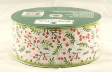 Christmas Holly & Ribbon Porcelain Dinnerware Set with Gold Trim (Dinner Plates, Salad Plates & Gravy Boat)