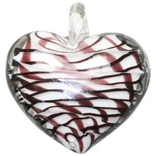 Murano Glass Leaf-Shaped Pendant with Blue, Silver Foil & Aventurine Swirls