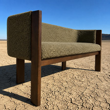 Vintage 1970s Green Chenille Tufted Two-Seat Loveseat