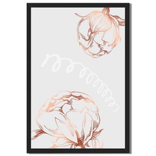 Framed Sepia-Toned Rose Print on Deckle-Edge Paper in Gold Ornate Frame No visible marks anywhere