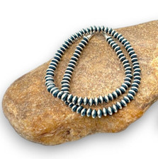 Navajo Silver and Gunmetal Bead Necklace, 18" with 1.5" Loop Drop — listing 6