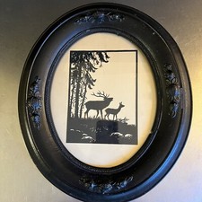 Antique Hand-Cut Paper Silhouette (Scherenschnitte) of Courting Couple in Rose Garden, Framed — listing 2