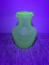 Frigidaire Green Uranium Glass Ribbed Refrigerator Ice Server / Ice Bucket with Fan Handles, 5.5 in., listing 2