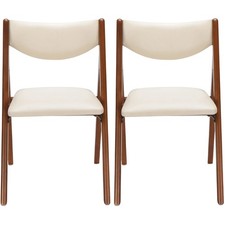 Stakmore Folding Side Chair with Green Vinyl Upholstery, Spanish Revival Style