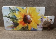 Vintage Ceramic Cheese/Butter Dome with Hand-Painted Sunflower Motif on Underplate